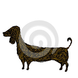 Silhouette dog dachshund, doodle style, cartoon scribble puppy i