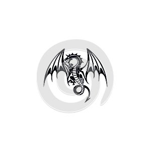 Silhouette Dragon logo vector design template inspiration idea