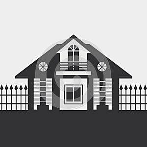 Silhouette drawing of the cottage