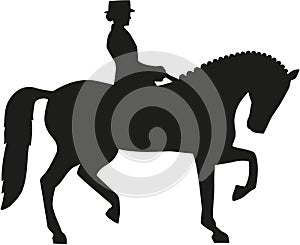 Silhouette of dressage horse