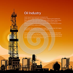Silhouette Drilling Rigs and Text