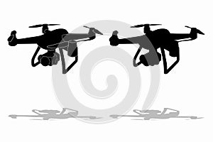 silhouette of a drone flying, vector drawing