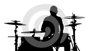 Silhouette of the drummer and drums