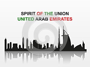 Silhouette of Dubai skyline. United Arab Emirates background