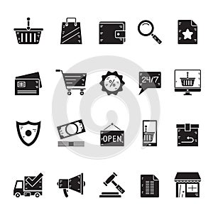 Silhouette E-commerce and shopping icons