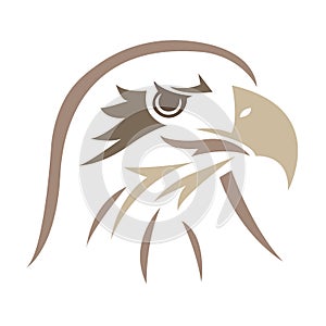 Silhouette eagle falcon hawk painted brown, painted in curved lines. Logo bird eagle falcon hawk