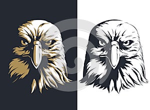 Silhouette eagle head front isolated vector logo icon illustration mascot badge