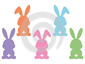 Set of Easter Bunny silhouette vector art