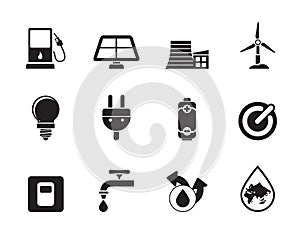 Silhouette Ecology, power and energy icons photo