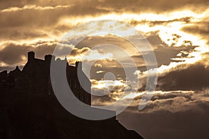 Silhouette of Edinburgh Castle in Scotland, UK