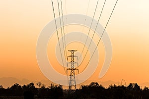 Silhouette of electrical tower