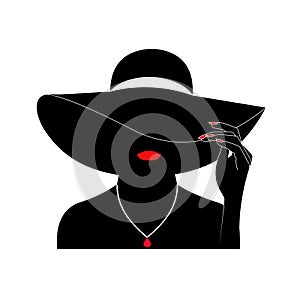 Silhouette of an elegant lady in a hat