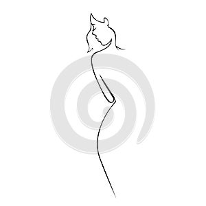 Silhouette of elegant lady vector icon.Sexy woman logo photo