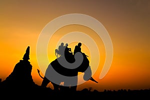 Silhouette of elephants