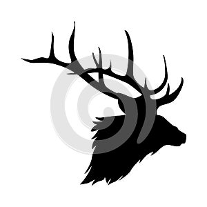 silhouette of elk, deer head. animal, wild, hunting concept. vector illustration.