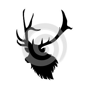 silhouette of elk, deer head. animal, wild, hunting concept. vector illustration.