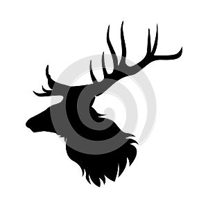 silhouette of elk, deer head. animal, wild, hunting concept. vector illustration.