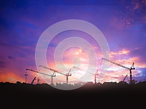 Silhouette engineer in a building site over Blurred constructio