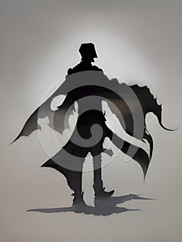 silhouette of a evil man in a black and white