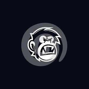 Silhouette Face monkey angry logo vector design template inspiration idea