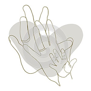 silhouette of family hands on the background of the heart  love in the form of a silhouette