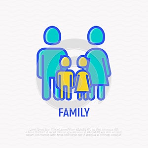 Silhouette of family. Man, woman and two children: boy and girl