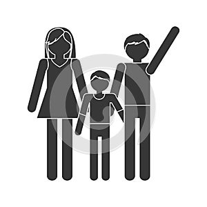 silhouette family mom dad and son together members