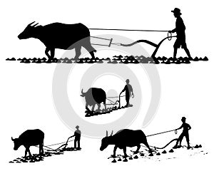 Silhouette farmer cartoon shape