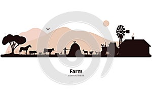 Silhouette farming and animal husbandry