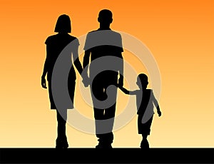 Silhouette of father and mother and son