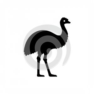 Silhouette features an emu (Dromaius novaehollandiae) in a minimalist style. The design photo