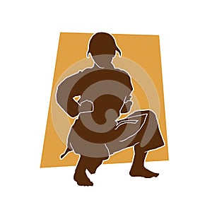 Silhouette of a female athlete kata karate vector