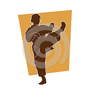 Silhouette of a female athlete kata karate vector