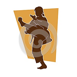 Silhouette of a female athlete kata karate vector