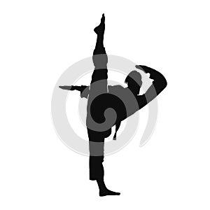 Silhouette of a female athlete kata karate vector