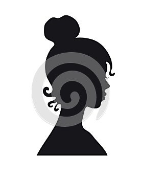 Silhouette of a female head. Black girl profile isolated on a white background. Elegant, delicate and sexy vector portrait