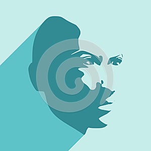 Silhouette of a female head.