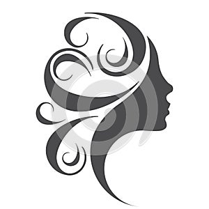 Silhouette of a female head. Woman profile.