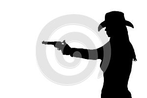 Silhouette of a female shootist