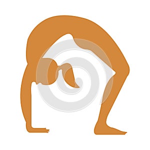 silhouette of a female yoga pose on white