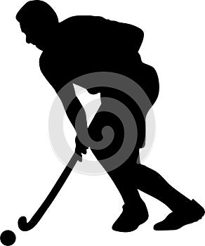 Silhouette of field hockey player with a hockey stick