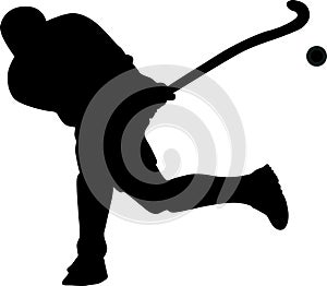 Silhouette of field hockey player with a hockey stick