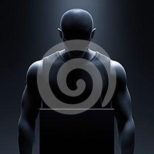 Silhouette figure confronting laptop in darkness, ominous backlit posture suggests covert intrusion or security testing