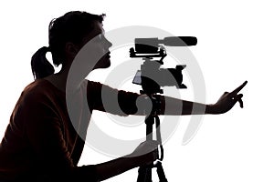 Silhouette of Filmmaker or Content Creator or Casting Director with a Camera