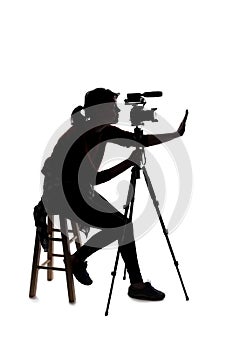 Silhouette of Filmmaker or Content Creator or Casting Director with a Camera