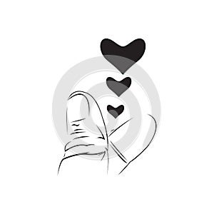 Finger code silhouette about love