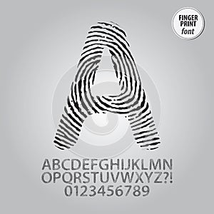 Silhouette Fingerprint Alphabet and Digit Vector