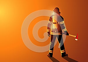 Silhouette Firefighter Back View