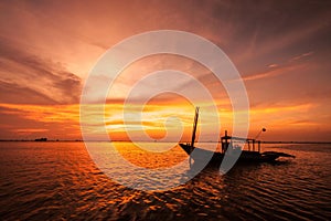 Silhouette of fishing boat