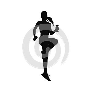 silhouette of fitness woman with a barbell